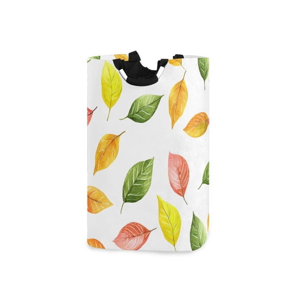 Yayeee Freestanding Laundry Hamper with Handle Collapsible Large Storage Basket for Clothes, Pink Colorful Leaves
