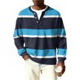 thumbnail image 6 of Nokdvo Mens Long Sleeve Waffle Shirt Lightweight Striped 1/4 Button Up Henley Casual Pullover Tops Fall Winter Quilted Knit Solid Color Loose Workout Shirts,Navy 3XL, 6 of 6