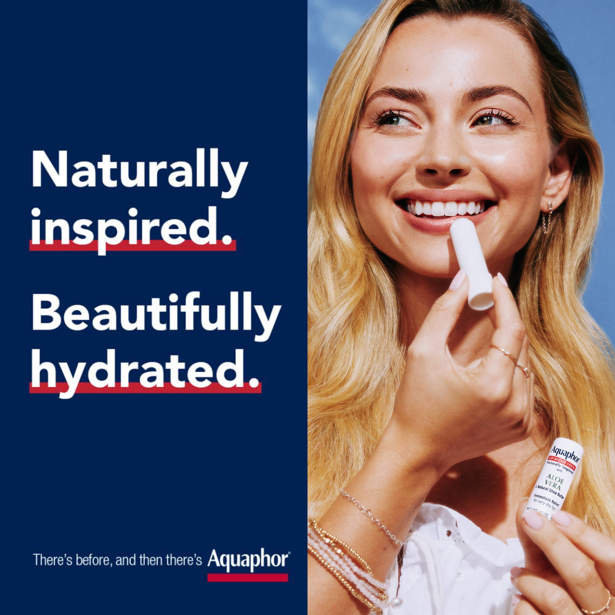 (3 pack) Aquaphor Naturally Inspired Lip Repair Balm Stick for Very Dry Lips with Aloe Vera, 0.17 oz, 2 Pack