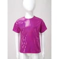 thumbnail image 3 of Haitryli Kids Girls Boys Shiny Metallic Jazz Hip Hop Dance Tops Tees Loose T-Shirt Club Themed Party Clothes Hot Pink 160, 3 of 7