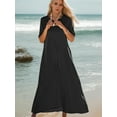 thumbnail image 4 of SANOPY Women's Basic Summer Maxi T-shirt Dress Casual Short Sleeves Crewneck Beach Vacation A-Line Long Dress with Pockets, 4 of 6