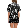 thumbnail image 4 of CQXIDFH Halloween Satin Pajamas for Women Short Sleeve Button Down Shirt Shorts 2 Piece Sleepwear Soft Lightweight Holiday Nightwear Lounge Home Outfit, Hot Sleepwear, S-2XL, 4 of 6