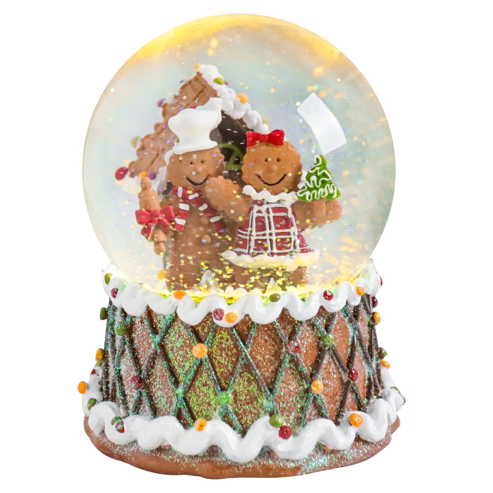 Large Christmas Musical Snow Globe，Gingerbread Man Musical Box