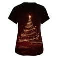 thumbnail image 4 of Dwellite Christmas Scrub Tops Women Xmas Tree Print V Neck Short Sleeve Plus Size Scrubs Medical Uniform Shirts with Pockets Deep Red XL, 4 of 5