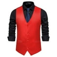 thumbnail image 2 of Omexry Mens Tops under $5,Men Solid Fashion Have Pockets Single Breasted Stage Costume Vest Tops Blouse Red XXL, 2 of 9