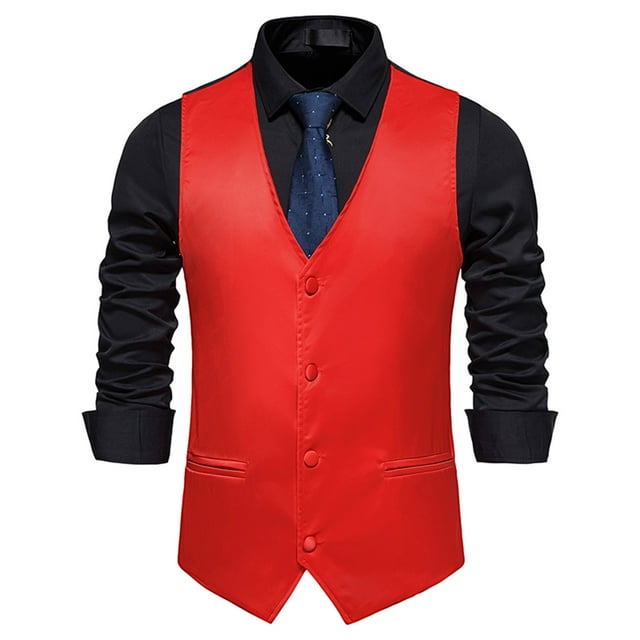 LOVZFMLL Tank Tops for Men Solid Fashion Have Pockets Breasted Stage Costume Vest Tops Blouse