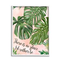 Stupell Industries No Place I'd Rather Be Calligraphy Monstera Botanical Leaves Framed Wall Art, 11 x 14, Design by Ziwei Li
