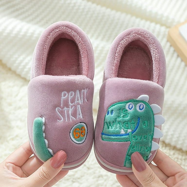 Vedolay Little Girl Fuzzy Slipper Dinosaur Indoor Shoes Boys Slippers Warm Dinosaur House Girls Slippers Size 3 - Walmart.com