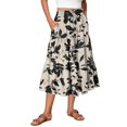 thumbnail image 2 of Women's Printed Casual Skirt Floral Pattern High Waist Flowy Midi Length Summer Fashion A Line Black XXL, 2 of 5