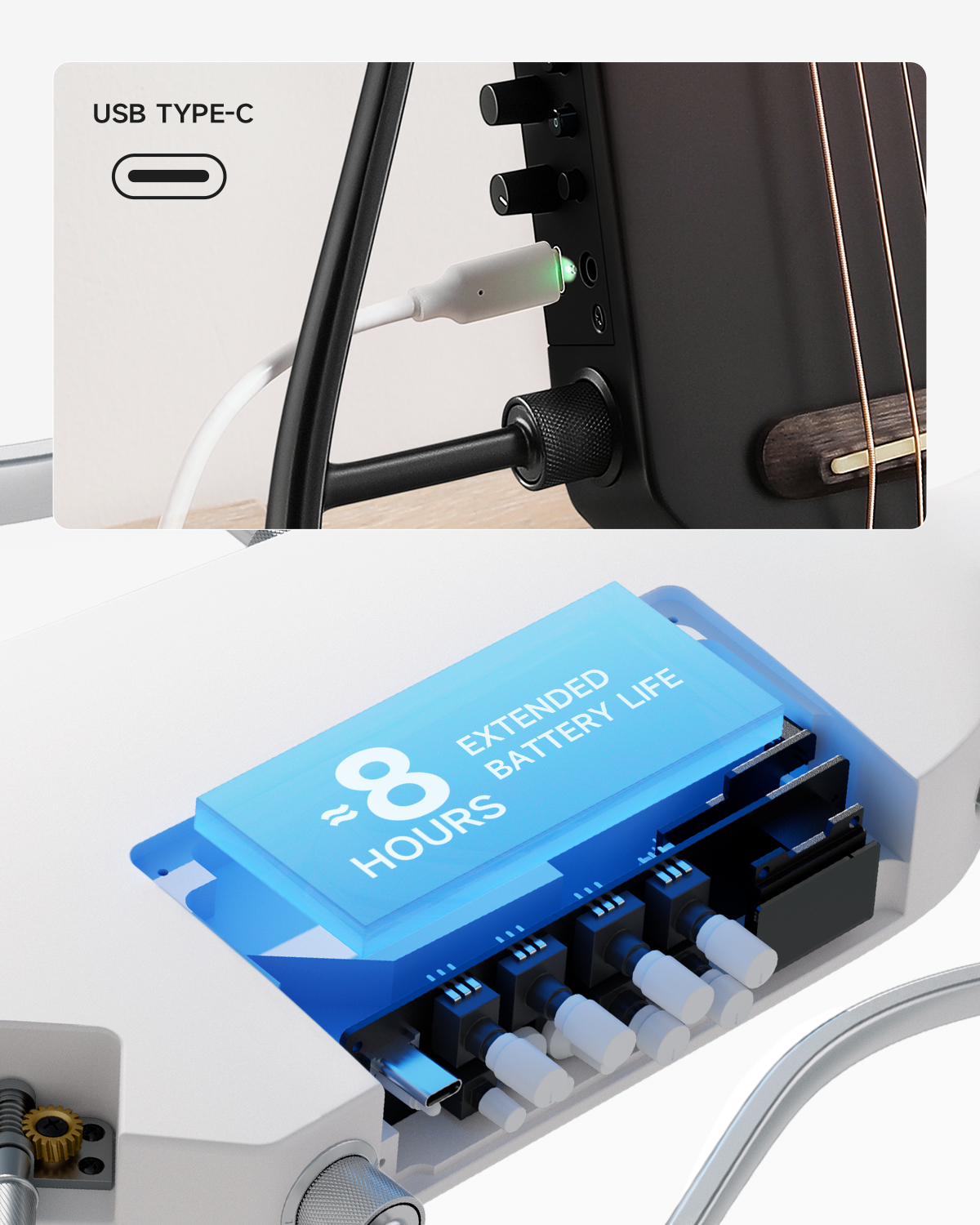 Donner Acoustic Electric Guitar HUSH I PRO Travel Guitar with Multiple Effect Modes Smart Guitarra Kit of Earphone, Gig Bag, Strap, Charging Cable, Maillard Fade