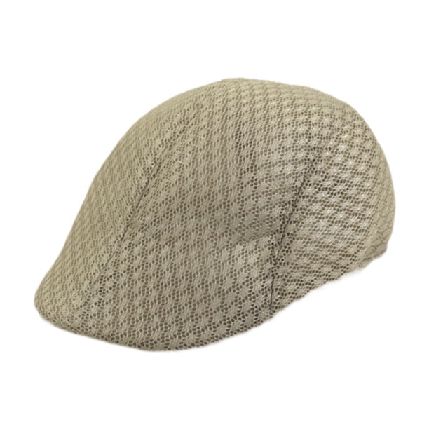 Gorra plana de malla para hombre, boina para el sol, ideal para viajes y senderismo. Caqui oscuro