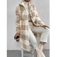 thumbnail image 4 of Button Lapel Plush Plaid Coat Loose, 4 of 8