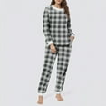 thumbnail image 4 of Mifsaly Womens Pajama Set Plaid Fuzzy Fleece Warm Pjs 2 Piece Long Sleeve Crewneck Thermal Sleepwear High Waist Cozy Pants with Pockets Lounge Matching Outfits Winter Homewear, 4 of 6