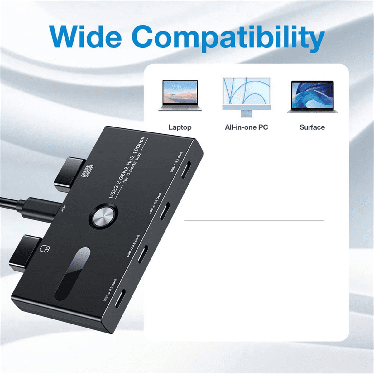 10Gbps USB C Hub, 6 Ports USB C Splitter, USB C to USB C Hub for PC, Laptop,HUB Hub 3.2 Gen2 4-Port USB C Splitter