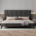 thumbnail image 1 of Modern Upholstered Bed Frame, Linen Platform Bedframe with Headboard, Heavy Duty Metal Structure and Stable Wood Slats Support, 1 of 7