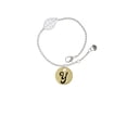 thumbnail image 2 of Delight Jewelry Goldtone Large Disc Letter - Y - 3/4'' - Silvertone Leaf Delicate Bracelet, 6.25+1.75", 2 of 4