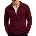 thumbnail image 2 of WIZUTIZ Men's Solid Color Zip Up Hoodless Sweatshirt Jacket Long Sleeve Warm Pocket Outerwear For Winter Daily, 2 of 7