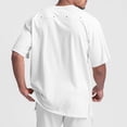 thumbnail image 4 of Askfv Men's Oversized T shirt Solid Color Gym Top Short Sleeve Split Hem Streetwear, 4 of 5