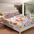 thumbnail image 4 of Erosebridal Floral Fox Sheet Set Twin Size,Pink Fox Bed Sheets Set Teens,Sheets Animal Printed Flat Fitted Sheet with 1 Pillowcase,(Pink锛孴win Size), 4 of 6