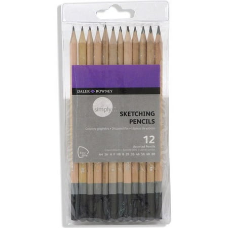 Black White Pencil Pinstripe - Daler-Rowney Simply Sketching Pencils, 12 Piece