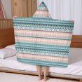 thumbnail image 5 of Pink and Blue Geometric Striped Pattern Hooded Bath Towel，50"x30" for Ages 3 To 12 Kids, Quick Dry Lightweight Soft Microfiber Hood Beach Towel Cover Up for Kids, 5 of 7