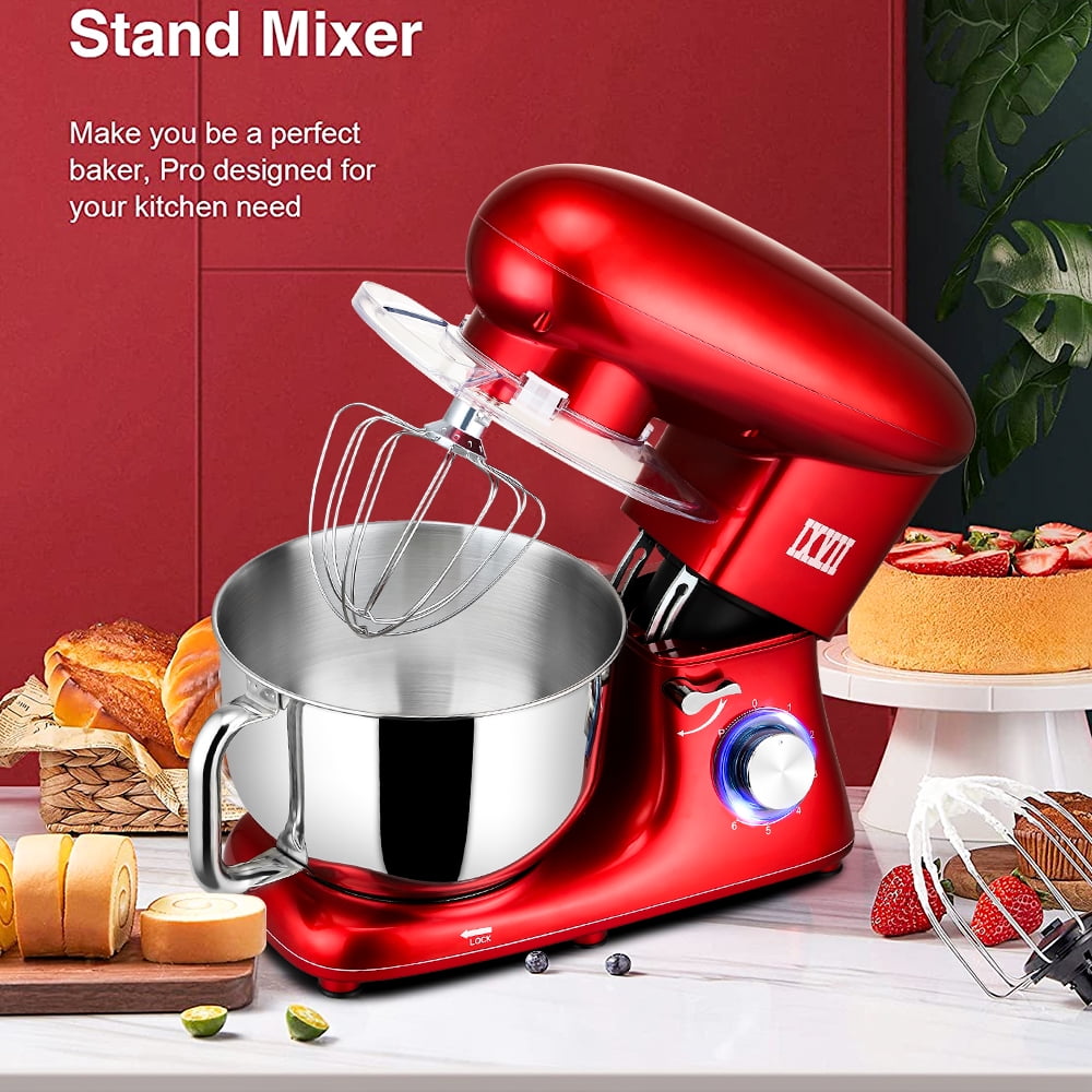  Stand Mixer, 5 Speed, 300w, Tilt-Head Mixers Kitchen Electric Stand  Mixer, Household Stand Mixers With Stainless Steel Bowl, Whisk, Dough Hook,  Flat Beater,Red: Home & Kitchen