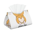 thumbnail image 2 of Lsque Prince Corgi Dog Printed Long Tissue Box Cover Holder, Facial Paper Organizer Dispenser,Triangle with Bottom Belt, PVC Leather Decorative Organizer, 2 of 9