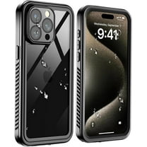 for iPhone 15 Pro Waterproof Case,[Built-in Screen Protector][IP68 Underwater][15FT Military Dropproof] Full Body Rugged Heavy Duty Shockproof Waterproof Phone Case-Black/Clear