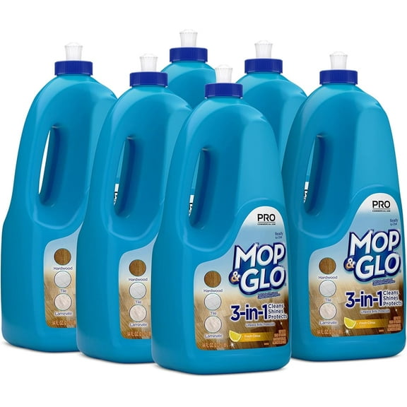 Mop & Glo Multi-Surface Floor Cleaner, Lemon Scent, 64 Oz Bottle, Case Of 6
