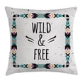 thumbnail image 1 of Tribal Decor Throw Pillow Cushion Cover, Abstract Geometric Frame Wild and Free Quote Boho Style Art Print, Decorative Square Accent Pillow Case, 18 X 18 Inches, Coconut Black Turquoise, by Ambesonne, 1 of 2