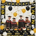thumbnail image 2 of DAZLUTE Graduation Decorations Class of 2025 Graduation Party Decorations Disposable for 24 Guest Tableware Set  Include Plates, Cups, Banner with Congrats Grad Party Supplies , Black and Gold, 2 of 6
