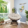 thumbnail image 2 of WRXELAN Papasan Chair with Cushion and Frame, 360° Rotating Wicker Decorative Chair, Comfortable Outdoor Padded Round Modern Oversized Reading Lounge Chair, Bowl-Shaped Chair, Dish Chair, Beige, 2 of 23