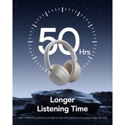 Baseus Over Ear Headphones Bluetooth 5.3 50H Playtime Foldable Wireless Headphone, White