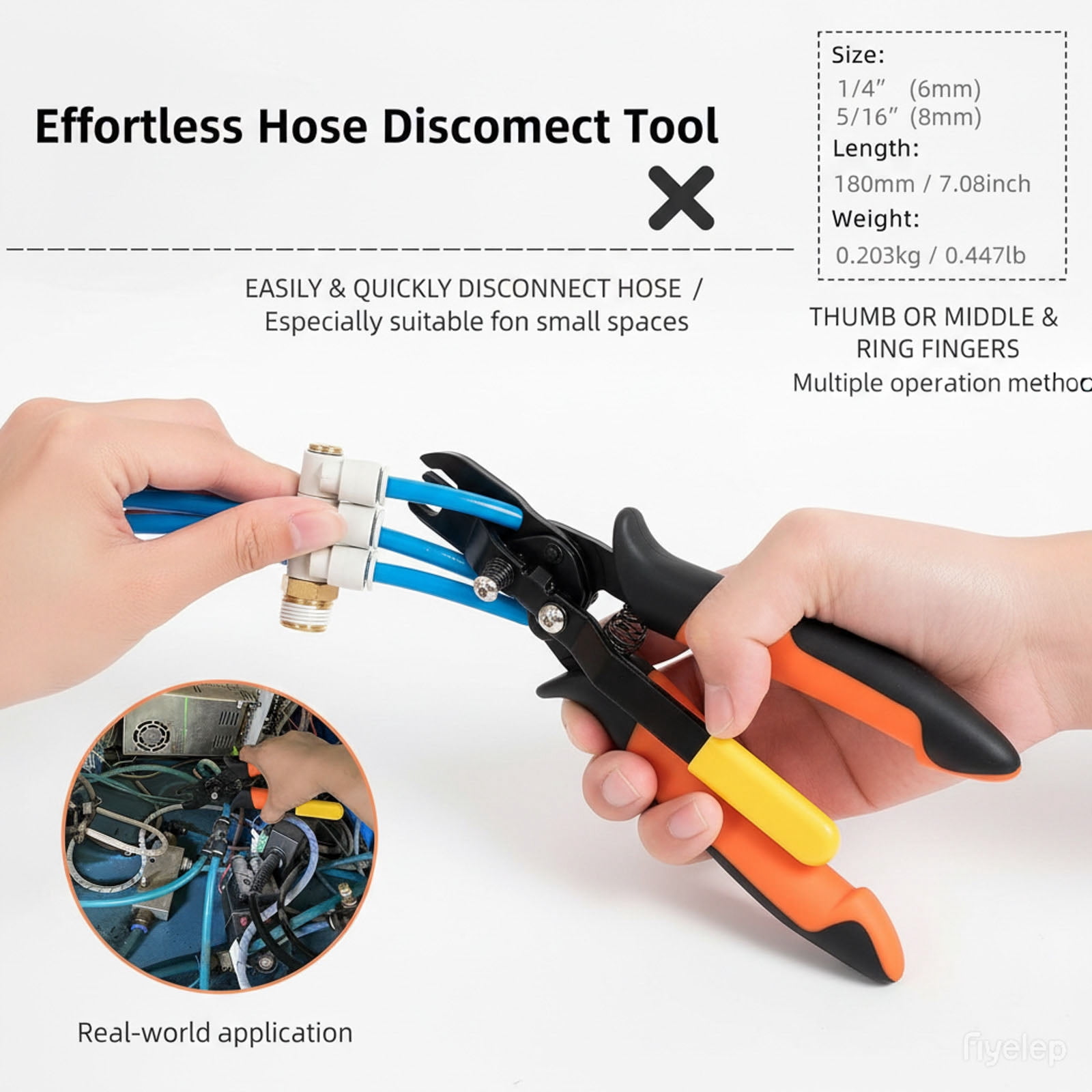 Dwellin Push To Fittings Air Line Disconnect Tool Kit Push Fitting Removal Tool For 1/4” 5/16” 3/8” 1/2” (6mm 8mm 10mm 12mm) Quick Release Pliers With 15 Pcs Pneumatic Fittings