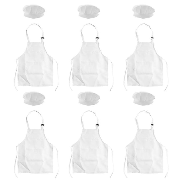 Kids Chef Apron and Hat Set with Pockets, Adjustable White Costume for 2-6 Years