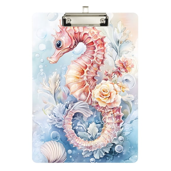 ALAZA Plastic Clipboard A4 Letter Size Decorative Clipboards for Students Women Men 9" x 12.5" Seahorse