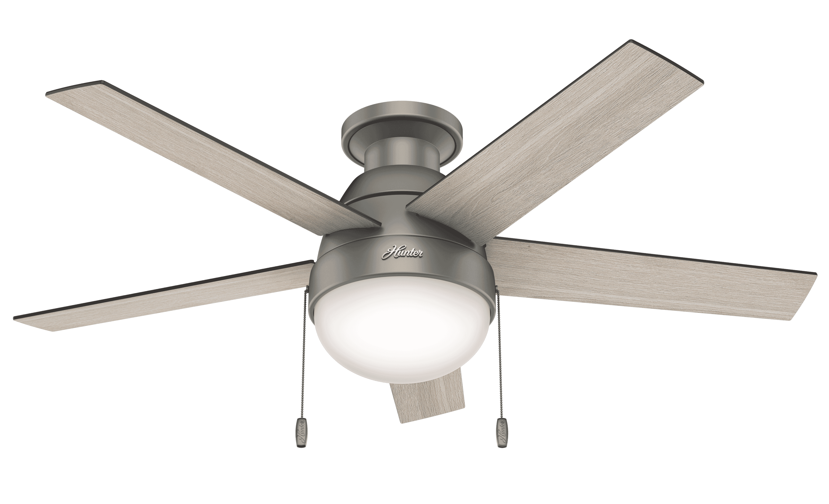 Hunter Fan 46" Low Profile Ceiling Fan in Brushed Nickel with LED Light 