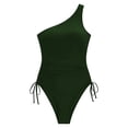 thumbnail image 5 of JIAYUE Women's One-Piece Swimsuit One-Shoulder Asymmetrical Neck Drawstring Slim Fit Solid Color Monokini Bathing Suit For Summer Beach Pool Female Soft Swimwear, 5 of 5