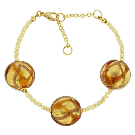 GlassOfVenice Murano Glass Royal Bracelet - Topaz Waves Gold