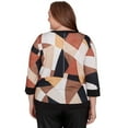 thumbnail image 2 of Alfred Dunner Womens Plus-Size  V-Neck Patchwork Top, 2 of 6