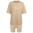 thumbnail image 2 of Tiqkatyck Outfits Sets, It Is You Not Me Women's Short Sleeve Letter Print Shorts Sets Women 2 Piece Outfits Beige XS, 2 of 6