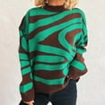 thumbnail image 1 of Suéter de cuello redondo para mujer, jersey de manga larga con estampado en contraste, jersey de poliéster para mujer, 1 of 5