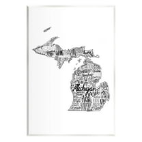 Stupell Industries Michigan State Typography Cities Map Graphic Art Unframed Art Print Wall Art, Design by The Saturday Evening Post