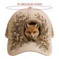 thumbnail image 2 of 3D Animal Creatures Embroidery Cap, Adjustable Cotton Baseball Cap, Raised Embroidered Animal Hat for Hiking Travel(Fox), 2 of 2
