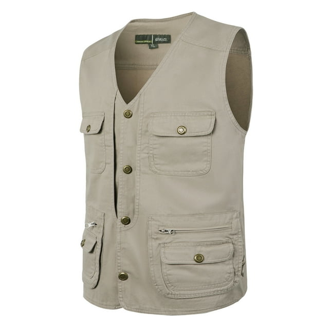 CEHVOM Men's Outdoor Vest Leisure Jacket Lightweight Vest With Zip Many Pockets