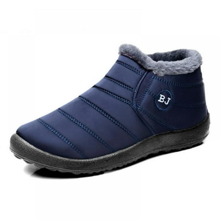 

Mens Snow Boots Women Winter Anti-Slip Ankle Booties Waterproof Slip On Warm Fur Lined Sneaker