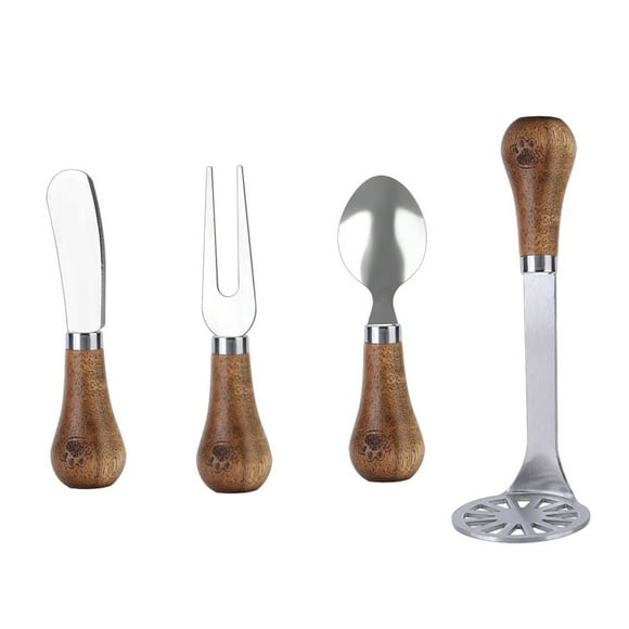 4 Piece Cheese Knives Set with Wooden Handle, for Charcuterie and Cheese spread, for Cheese Slicer and Butter Cutter