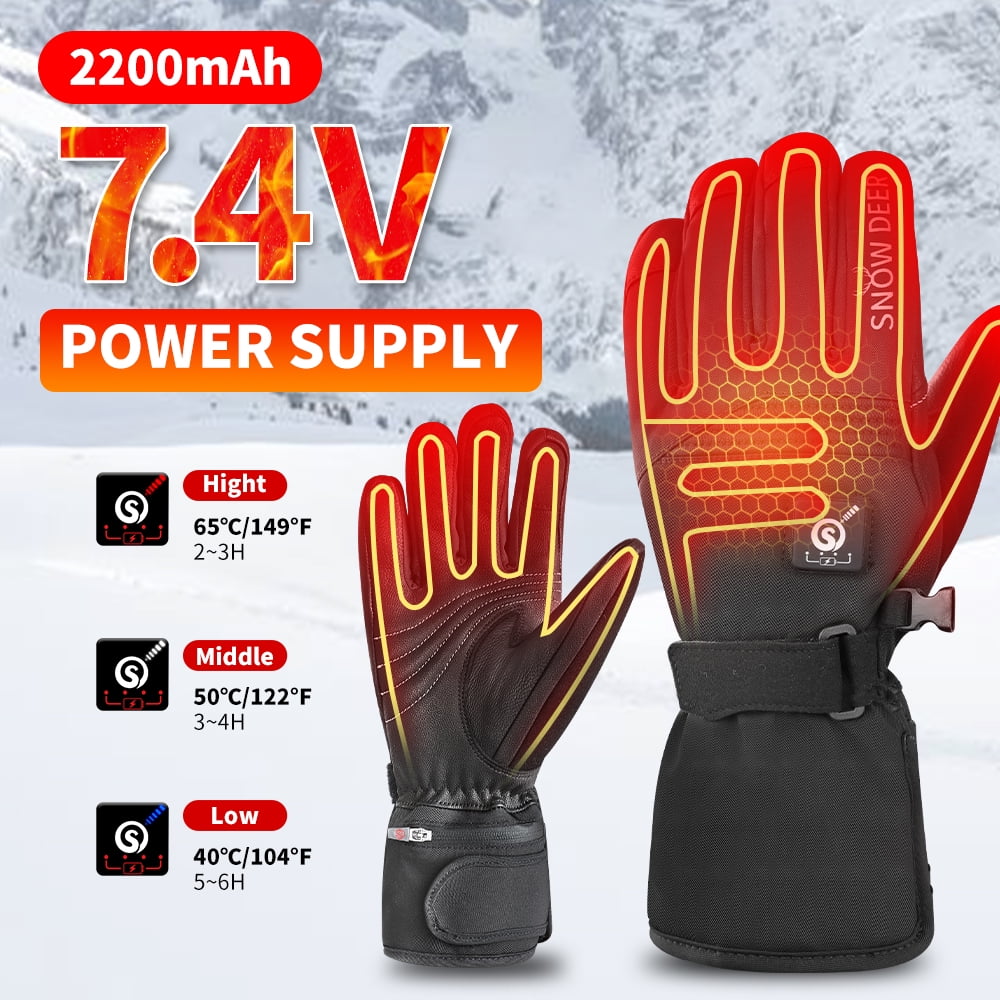 SNOW DEER Rechargeable Heated Gloves for Men & Women - 7.4V 2200mAh Battery, Waterproof, Touchscreen - Ideal for Skiing, Cycling, Hunting & Winter Adventures