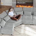 thumbnail image 4 of LLappuil Modular Sectional Sofa, 6 Seat Modular Sectional Sofa with Storage, 25.6" Deep Seat Chenille Sofa Couch for Living Room Gray, 4 of 8