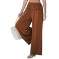 thumbnail image 3 of Pantalones de Yoga de Pierna para Mujer, Informales, Holgados y Cómodos, de Cintura Alta, con Bolsillos. Marrón L, 3 of 8
